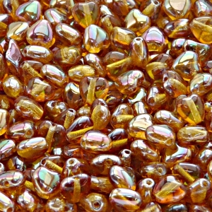 50pcs Czech Pressed Glass Heart Beads 6mm Topaz Apricot
