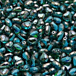 50pcs Czech Pressed Glass Heart Beads 6mm Aquamarine Celsian