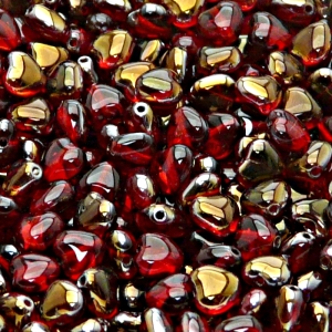 50pcs Czech Pressed Glass Heart Beads 6mm Ruby Valentinit
