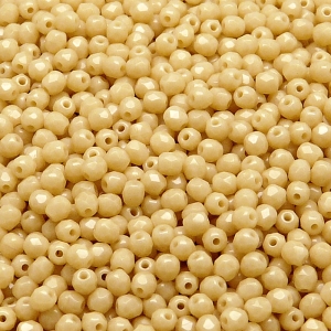 100pcs Czech Fire Polished Faceted Glass Beads Round 3mm Opaque Beige