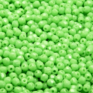 100pcs Czech Fire Polished Faceted Glass Beads Round 3mm Opaque Light Green