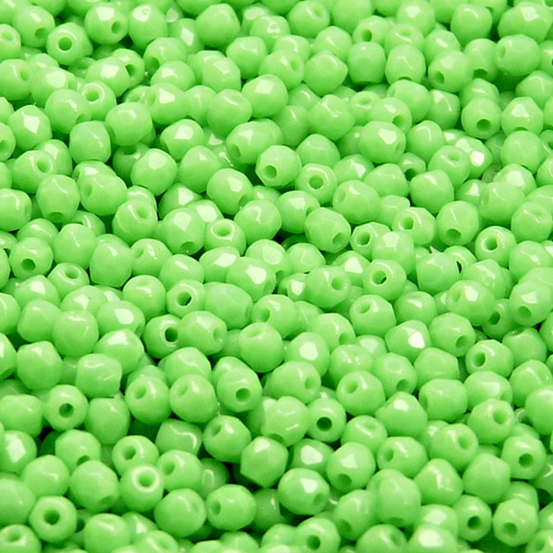 100pcs Czech Fire Polished Faceted Glass Beads Round 3mm Opaque Light Green