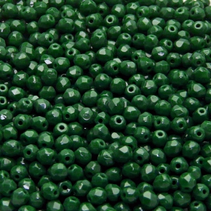 100pcs Czech Fire Polished Faceted Glass Beads Round 3mm Opaque Pine Green