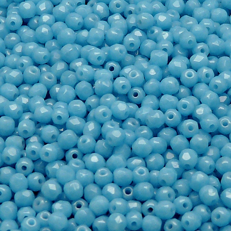 100pcs Czech Fire Polished Faceted Glass Beads Round 3mm Opaque Turquoise Blue