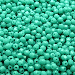 100pcs Czech Fire Polished Faceted Glass Beads Round 3mm Opaque Turquoise Green