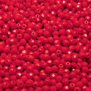 100pcs Czech Fire Polished Faceted Glass Beads Round 3mm Opaque Red Coral