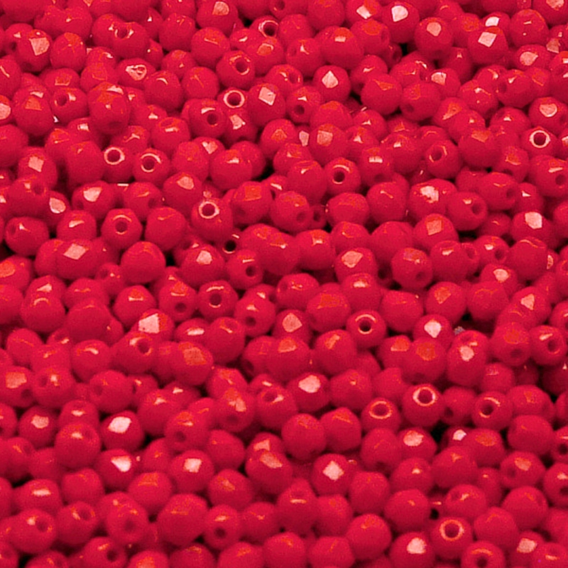 100pcs Czech Fire Polished Faceted Glass Beads Round 3mm Opaque Red Coral