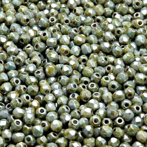 100pcs Czech Fire Polished Faceted Glass Beads Round 3mm Opaque Chalk White Blue Brown Marble Luster