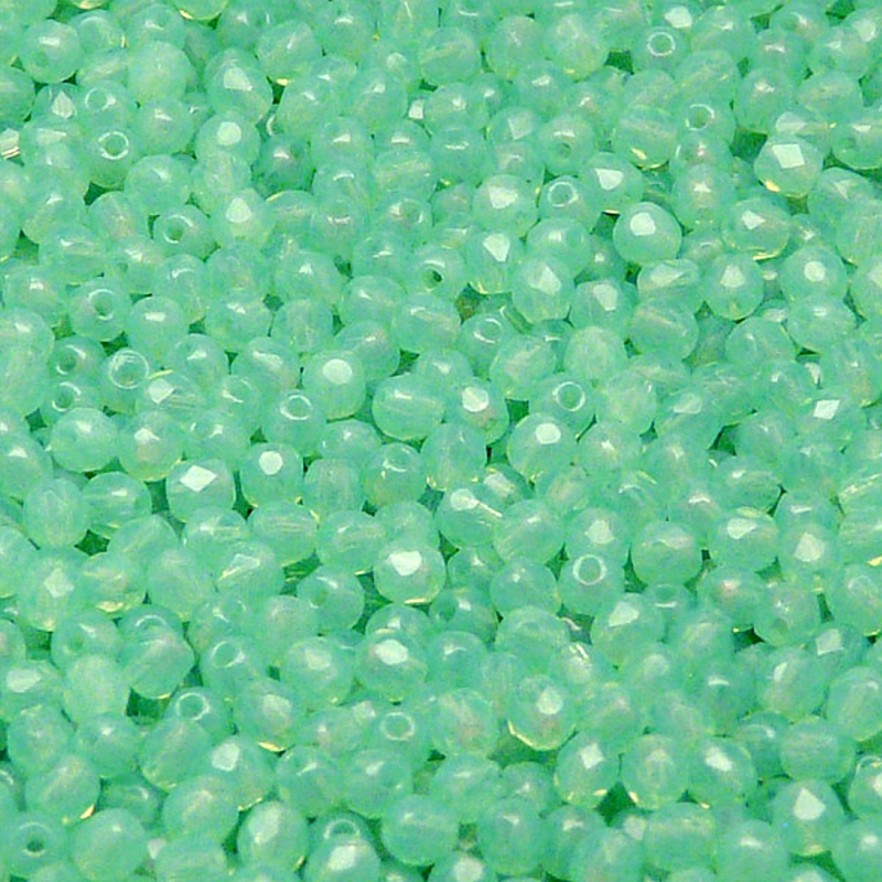 100pcs Czech Fire Polished Faceted Glass Beads Round 3mm Green Aqua Opal