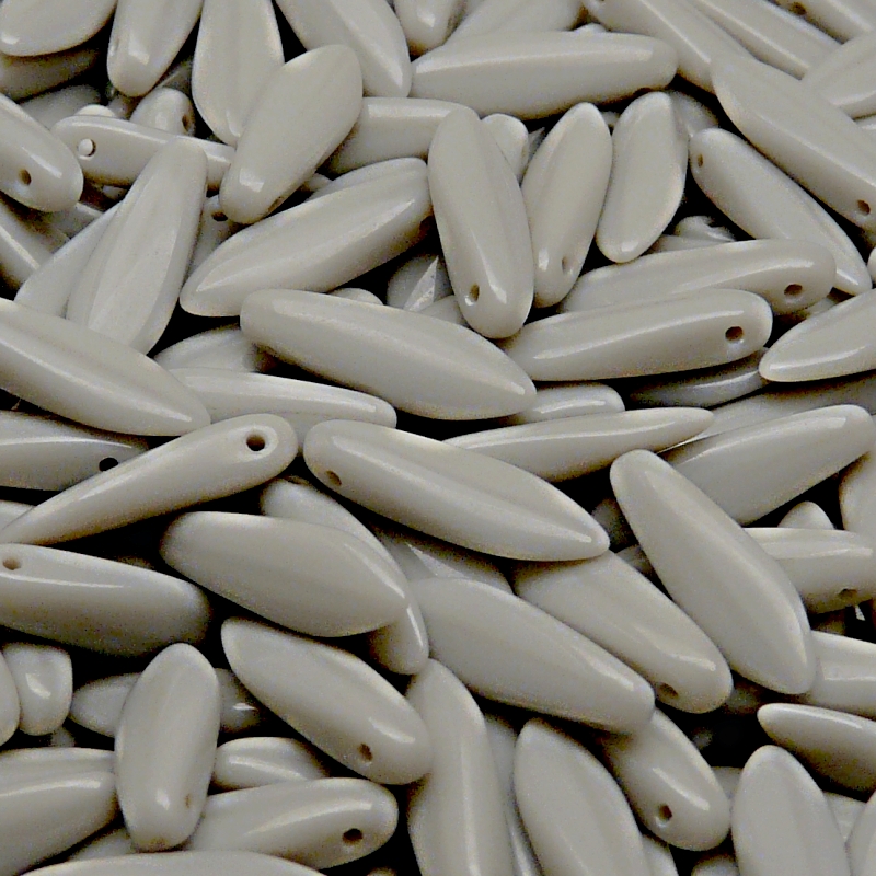 30pcs Czech Pressed Glass Dagger Beads 5x16mm Opaque Gray