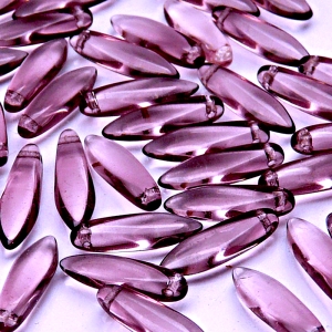 30pcs Czech Pressed Glass Dagger Beads 5x16mm Amethyst