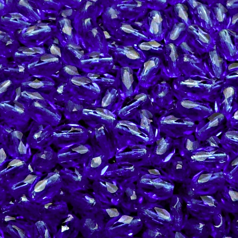50pcs Czech Fire Polished Faceted Glass Olive Beads 6x4mm Sapphire