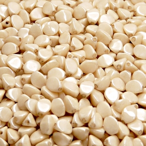 80pcs Czech Pressed Glass Pinch Beads 5mm Opaque Beige Ceramic Look