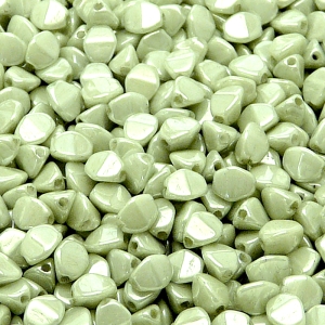 80pcs Czech Pressed Glass Pinch Beads 5mm Opaque Light Green Ceramic Look