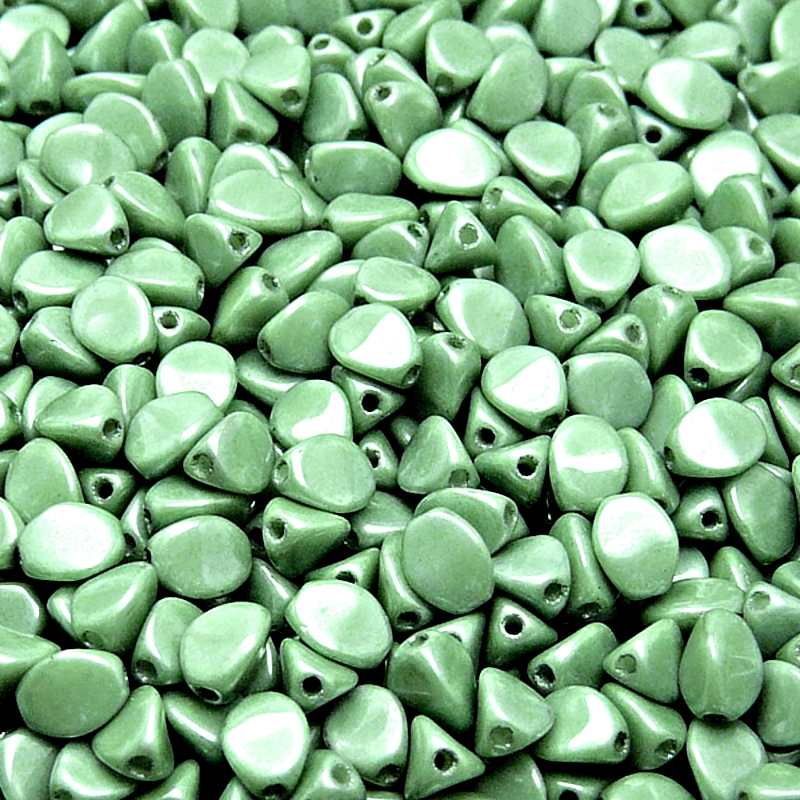 80pcs Czech Pressed Glass Pinch Beads 5mm Opaque Green Ceramic Look