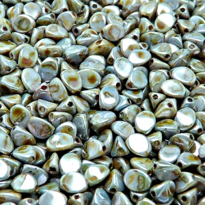 80pcs Czech Pressed Glass Pinch Beads 5mm Opaque Chalk White Blue Brown Marble Luster