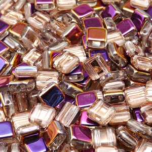 40pcs Czech Two Hole Pressed Glass Tile Beads 6mm Crystal Sliperit