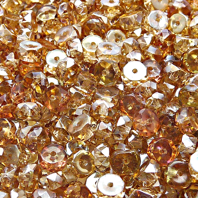 50pcs Czech Fire Polished Faceted Glass Rondelle Beads 6x3mm Crystal Celsian