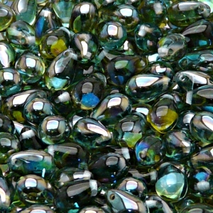 30pcs Czech Pressed Glass Teardrop Beads 6x9mm Light Aquamarine Celsian