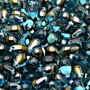 30pcs Czech Pressed Glass Teardrop Beads 6x9mm Light Aquamarine Valentinit