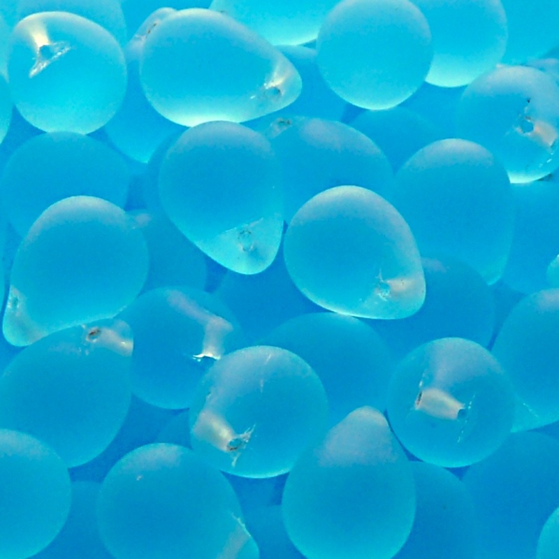 10pcs Czech Pressed Glass Teardrop Beads 10x14mm Light Aquamarine Matte