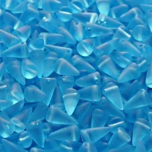 50pcs Czech Pressed Glass Spike Beads 5x8mm Light Aquamarine Matte