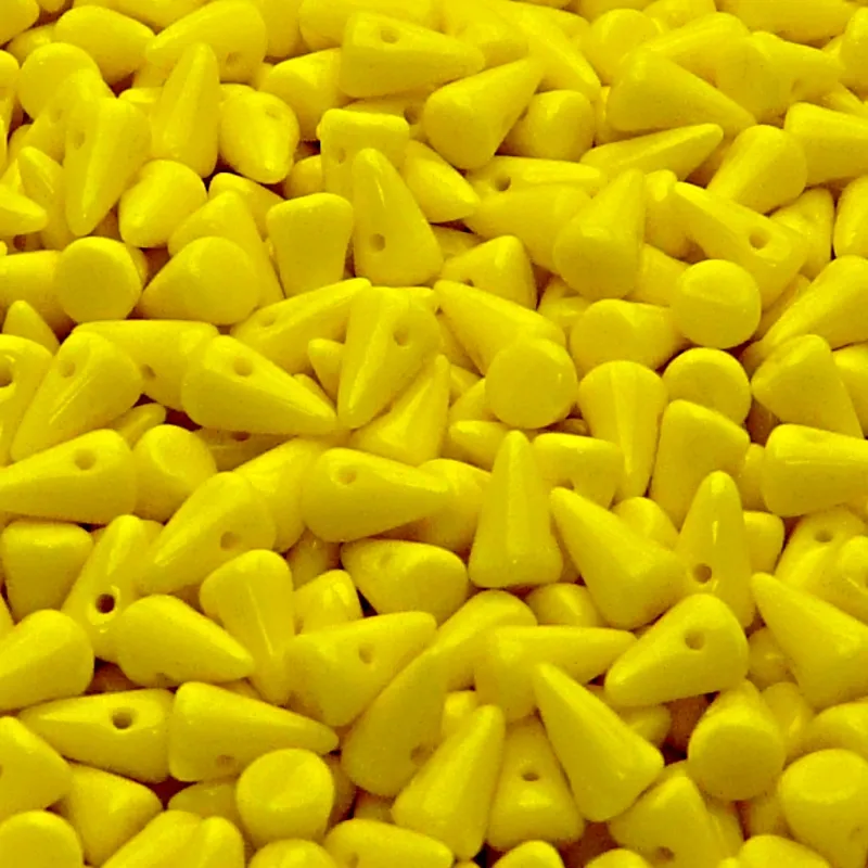 50pcs Czech Pressed Glass Spike Beads 5x8mm Opaque Yellow