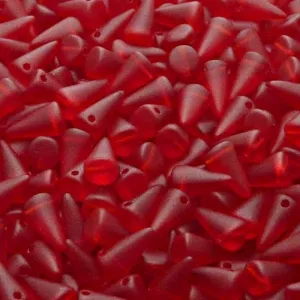 50pcs Czech Pressed Glass Spike Beads 5x8mm Ruby Matte