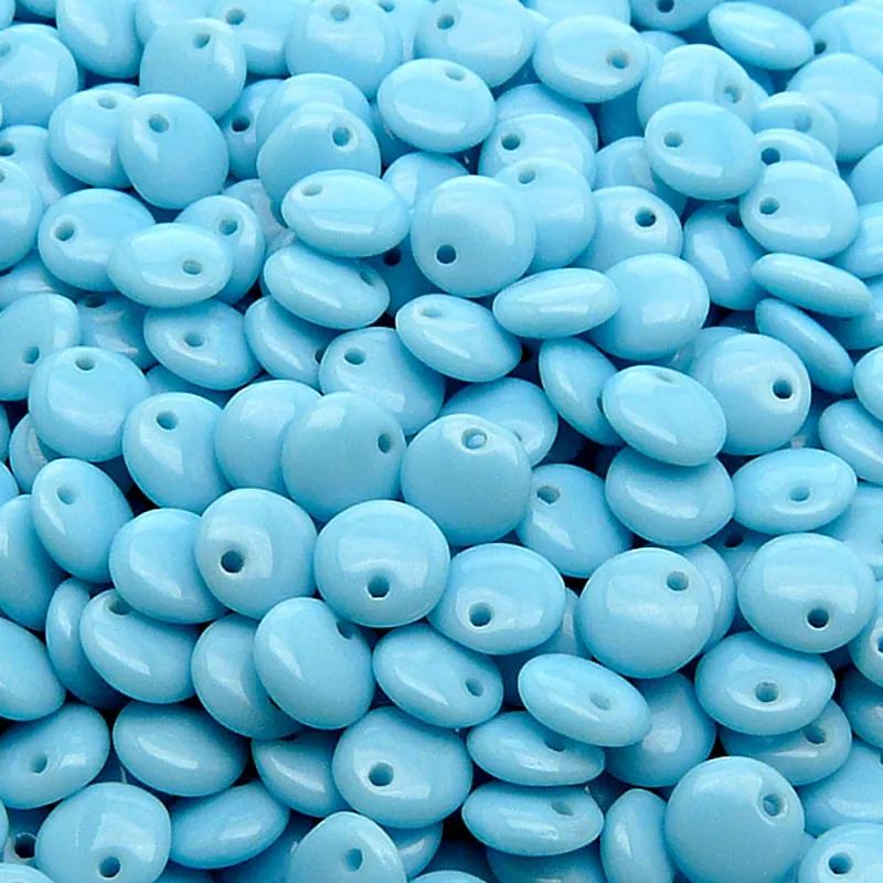 50pcs Czech Pressed Glass Lentil Beads 6mm Opaque Turquoise Blue
