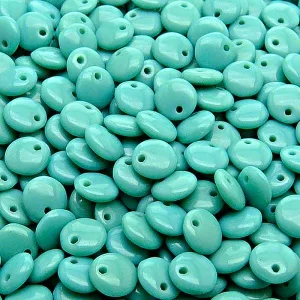 50pcs Czech Pressed Glass Lentil Beads 6mm Opaque Turquoise Green