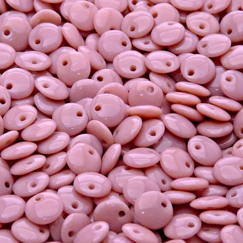 50pcs Czech Pressed Glass Lentil Beads 6mm Opaque Pink