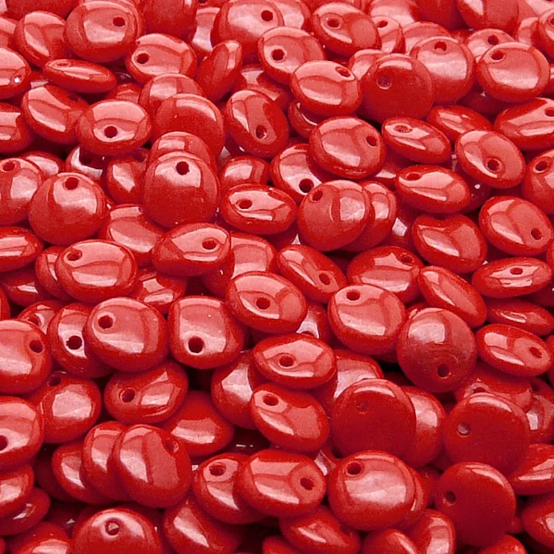 50pcs Czech Pressed Glass Lentil Beads 6mm Opaque Red Coral