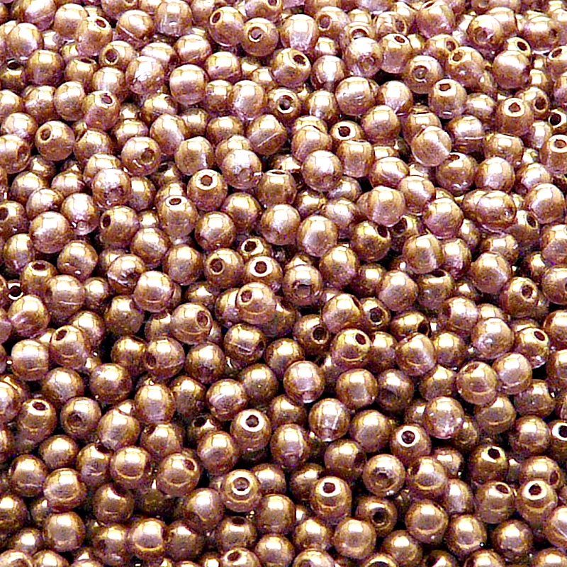 200pcs Czech Pressed Glass Round Beads 3mm Crystal Violet Gold Luster
