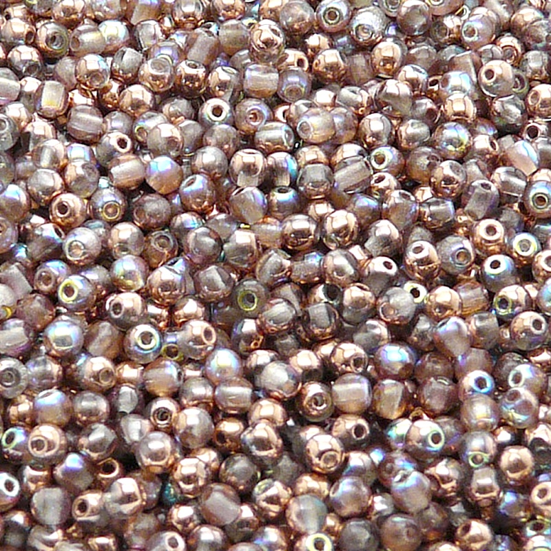 200pcs Czech Pressed Glass Round Beads 3mm Crystal Copper Rainbow