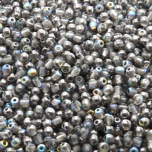 200pcs Czech Pressed Glass Round Beads 3mm Crystal Graphite Rainbow