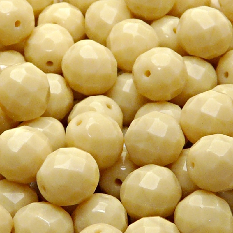 10pcs Czech Fire Polished Faceted Glass Beads Round 10mm Opaque Beige
