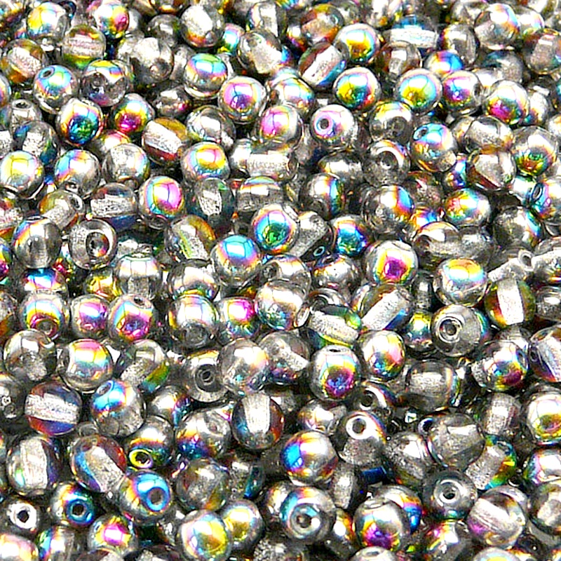 100pcs Czech Pressed Glass Round Beads 4mm Crystal Vitrail