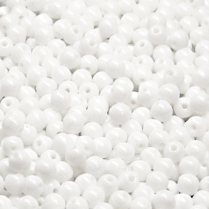 200pcs Czech Pressed Glass Round Beads 4mm Opaque Chalk White