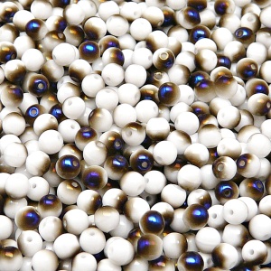 100pcs Czech Pressed Glass Round Beads 4mm Opaque Chalk White Azuro