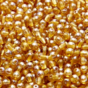 100pcs Czech Pressed Glass Round Beads 4mm Topaz Celsian
