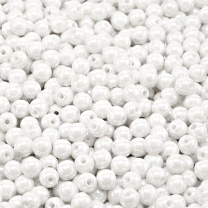 100pcs Czech Pressed Glass Round Beads 4mm Opaque White Ceramic Look