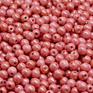 100pcs Czech Pressed Glass Round Beads 4mm Opaque Mix Rouge Orange Ceramic Look