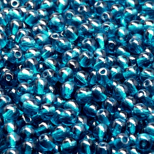 100pcs Czech Pressed Glass Round Beads 4mm Capri Blue