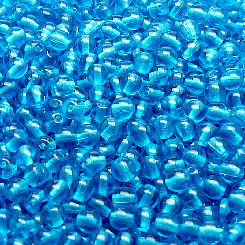 100pcs Czech Pressed Glass Round Beads 4mm Aquamarine