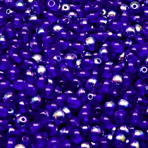 100pcs Czech Pressed Glass Round Beads 4mm Cobal Blue AB