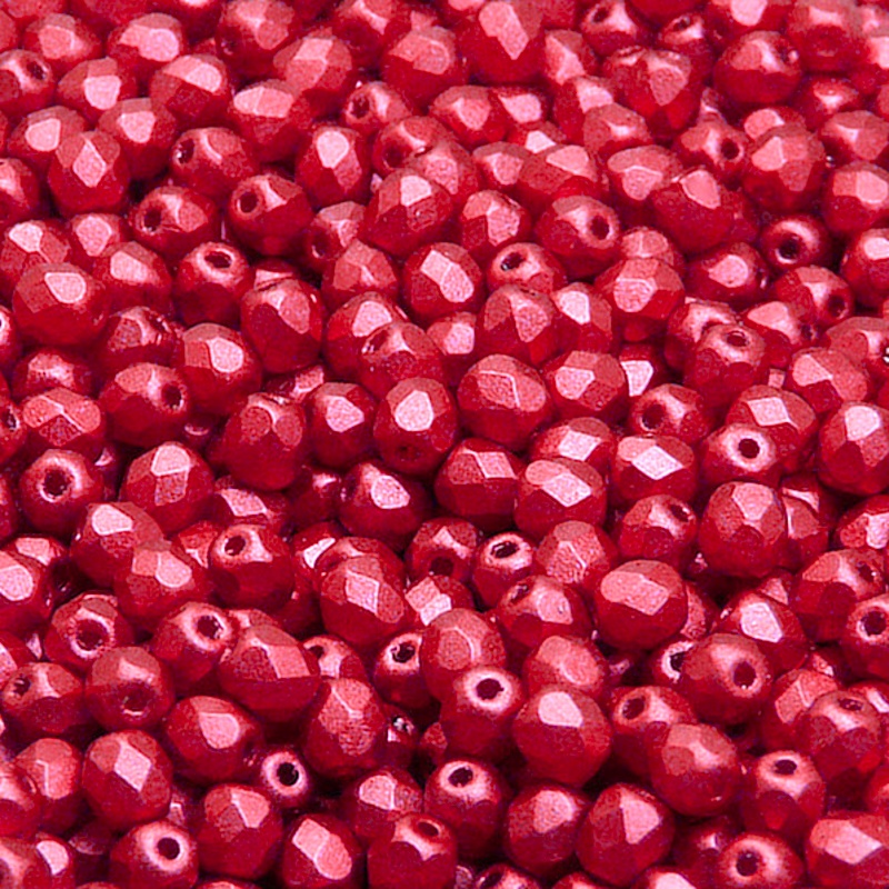 100pcs Czech Fire Polished Faceted Glass Beads Round 4mm Crystal Bronze Lava Red Matte
