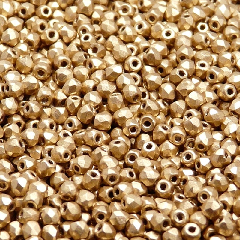100pcs Czech Fire Polished Faceted Glass Beads Round 3mm Crystal Bronze Pale Gold Matte
