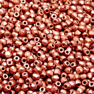 100pcs Czech Fire Polished Faceted Glass Beads Round 3mm Crystal Bronze Fire Red Matte