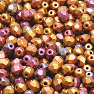 80pcs Czech Fire Polished Faceted Glass Beads Round 5mm Crystal Bronze Violet Rainbow Matte