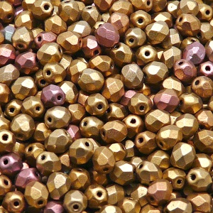80pcs Czech Fire Polished Faceted Glass Beads Round 5mm Crystal Bronze Golden Rainbow Matte